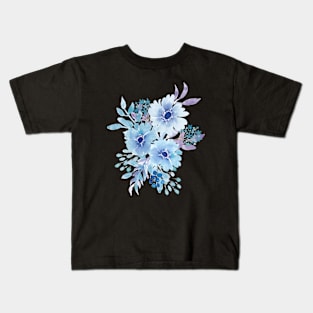 Watercolor Blue floral bouquet Kids T-Shirt